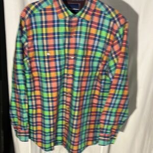 Tommy Bahama SZ L- Multicolor Plaid Men's Shirt 100% cotton long sleeve